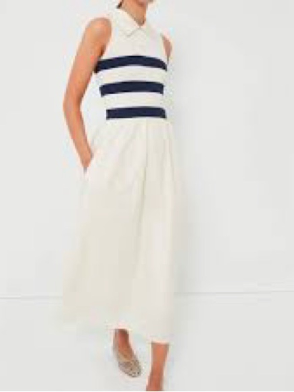 Tuckernuck Ivory Stripe Marina Midi Dress Size: XS